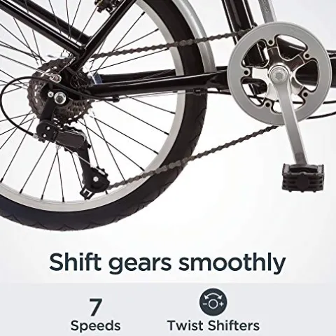 Schwinn Loop Adult Folding Bike 20-inch Wheels 7-Speed Drivetrain Rear Cargo Rack Carrying Bag Black