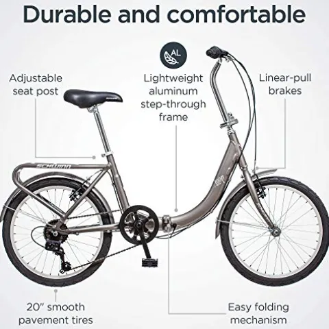 Schwinn Loop Adult Folding Bike 20-inch 7-Speed Drivetrain Titanium