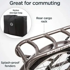 Schwinn Loop Adult Folding Bike 20-inch 7-Speed Drivetrain Titanium