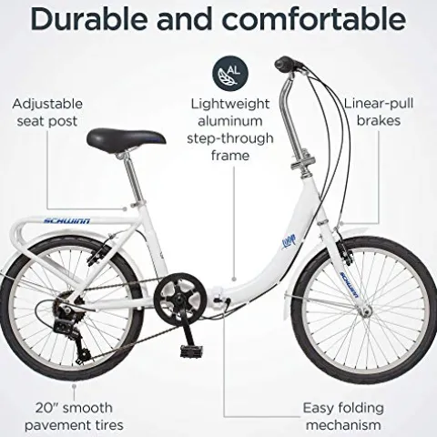 Schwinn Loop Adult Folding Bike White