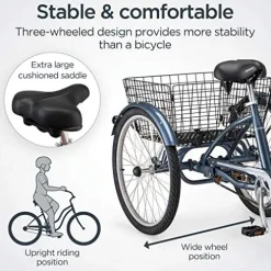 Schwinn Meridian Adult Tricycle Bike Slate Blue (24-Inch Wheels)