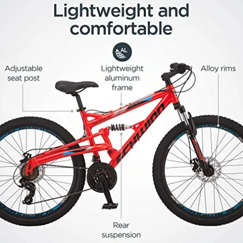 Schwinn Protocol 1.0 Mountain Bike 26-Inch Wheels Full Suspension Red/Blue