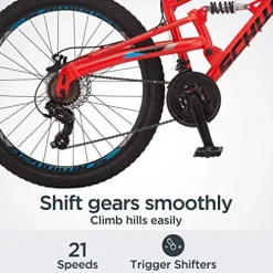 Schwinn Protocol 1.0 Mountain Bike 26-Inch Wheels Full Suspension Red/Blue