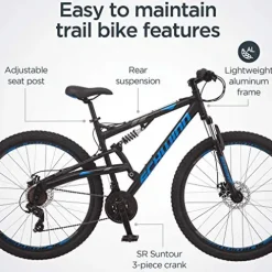 Schwinn S29 Mountain Bike 29-Inch 21-Speed Aluminum Matte Black/Blue