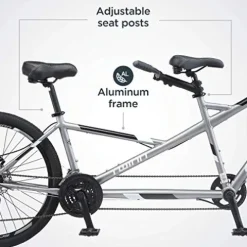 Schwinn Twinn Classic Tandem Adult Beach Cruiser Bike Grey