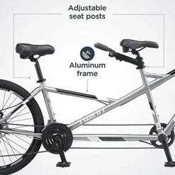 Schwinn Twinn Classic Tandem Adult Beach Cruiser Bike Grey