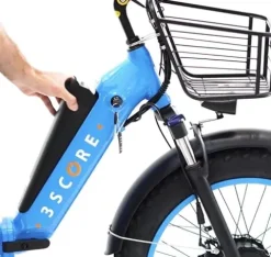 3SCORE Electric Fat Trike 750W Motor and 48V Lithium Rechargeable Battery – Etrike 24 Inch Fat Tire – Foldable Electric Cruiser Tricycle Electric Blue