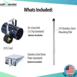 Scott Aerator De-Icer for Lakes & Ponds 1HP 230V Stainless Steel with Dock Mount