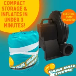 SCS Direct Inflatable Gaga Ball Pit 15′ Court with Electric Air Pump Blue
