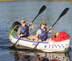 Sea Eagle 370 Deluxe 2 Person Inflatable Portable Sport Kayak & Paddles (2 Pack)