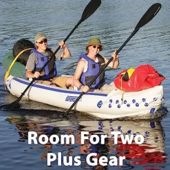 Sea Eagle SE370 Inflatable Sports Kayak 1-3 Person with Seats, Paddles, Bag Blue/White