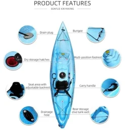 SEAFLO Premium Sit-on Kayak RNA104 Yellow/Red 10′ 5