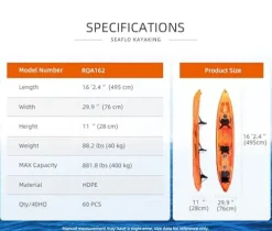 SEAFLO Premium Sit-on Kayak Yellow/Red 16′ 2.4