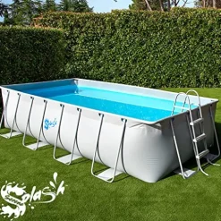 SereneLife 17-Foot Steel Frame Above Ground Pool with Ladder, Filter & Cover Blue