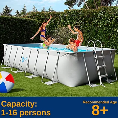 SereneLife Rectangular Above Ground Swimming Pool Set 12′ x 24′ x 52′