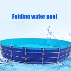 Sermair Blue Canvas Pool Folding Plastic Swimming Pool Multi-Functional Water Storage Tank 157×47 Inch