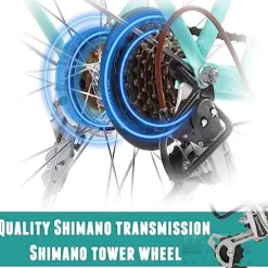 ShangWen Women Beach Cruiser Bike 7-Speed Hybrid Bicycle GN