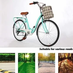 ShangWen Women Beach Cruiser Bike 7-Speed Hybrid Bicycle GN