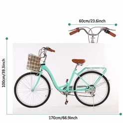 ShangWen Women Beach Cruiser Bike 7-Speed Hybrid Bicycle GN