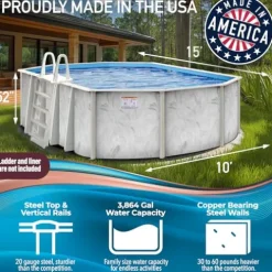 Shop Square 15’x10′ Oval Above Ground Steel Wall Pool Silver
