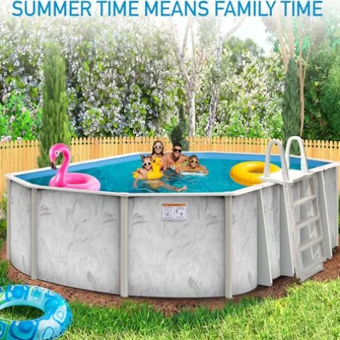 Shop Square 15’x10′ Oval Above Ground Steel Wall Pool Silver