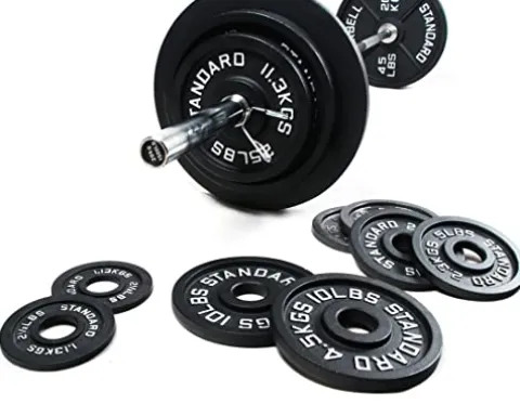 Signature Fitness Cast Iron Olympic Weight Set Black