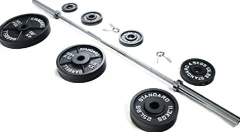 Signature Fitness Cast Iron Olympic Weight Set Black
