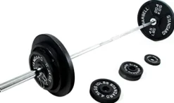 Signature Fitness Olympic Weight Plates & Barbell Set 300LB
