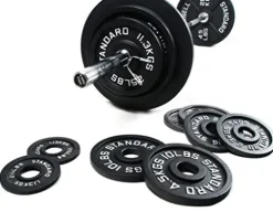 Signature Fitness Olympic Weight Plates & Barbell Set 300LB