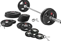 Signature Fitness Olympic Weight Plates & Barbell Set 325LB with Barbell