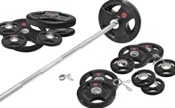 Signature Fitness Olympic Weight Plates & Barbell Set 325LB with Barbell