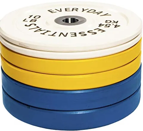 Signature Fitness Olympic Bumper Plate Weight Plates 160LB Set Color Coded