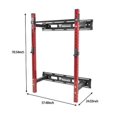 Signature Fitness Wall Mounted Fold-in Power Cage Squat Rack Red