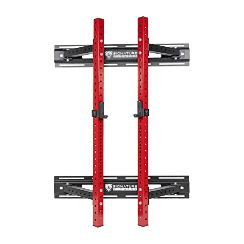 Signature Fitness Wall Mounted Fold-in Power Cage Squat Rack Red
