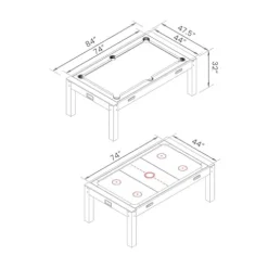 SIMBASHOPPING USA 7 FT Multi Games Pool Table Red Air Hockey + Table Tennis + Table Top – Strike Red, Black
