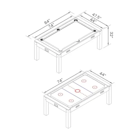 SIMBASHOPPING USA 7 FT Multi Games Pool Table Red Air Hockey + Table Tennis + Table Top – Strike Red, Black