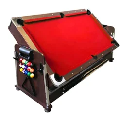 SIMBASHOPPING USA 7FT Multigame Pool Table Red/Brown – Air Hockey & Table Tennis