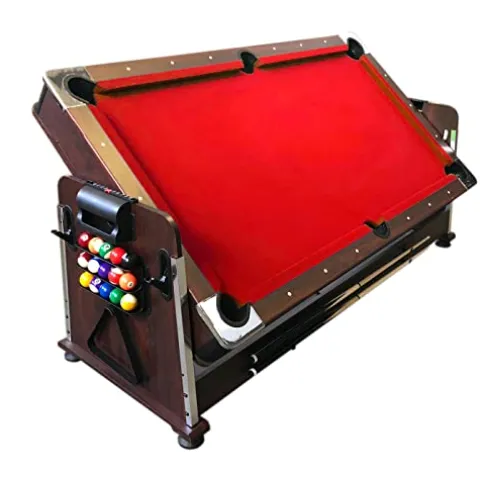 SIMBASHOPPING USA 7FT Multigame Pool Table with Air Hockey, Table Tennis, Red Brown