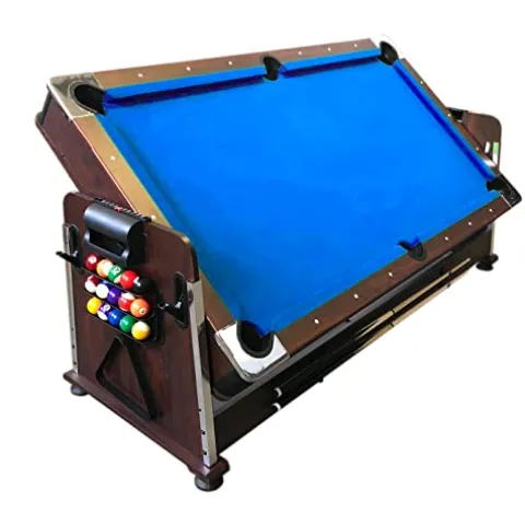 SIMBASHOPPING USA 7FT Multigame Pool Table with Air Hockey, Table Tennis, & Table Top Blue/Brown