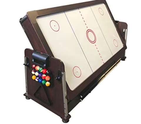 SIMBASHOPPING USA 7FT Multigame Pool Table Blue/Brown Air Hockey + Table Tennis