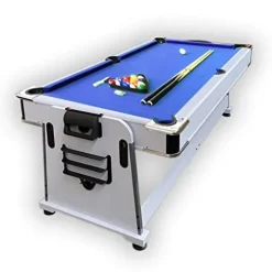 SIMBASHOPPING USA Pool Table 7FT Multigame Blue Air Hockey + Table Tennis + Table Top – Polar Blue, White