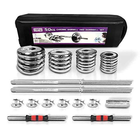 SimpleL Adjustable Dumbbells Set 110 LB Silver