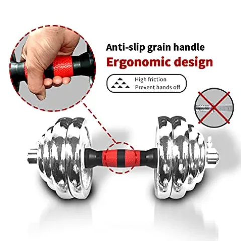 SimpleL Adjustable Dumbbells Set 110 LB Silver