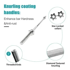 SimpleL Barbell Weight Set with Bar 210-Pound Adjustable Chrome Cast Plates Silver