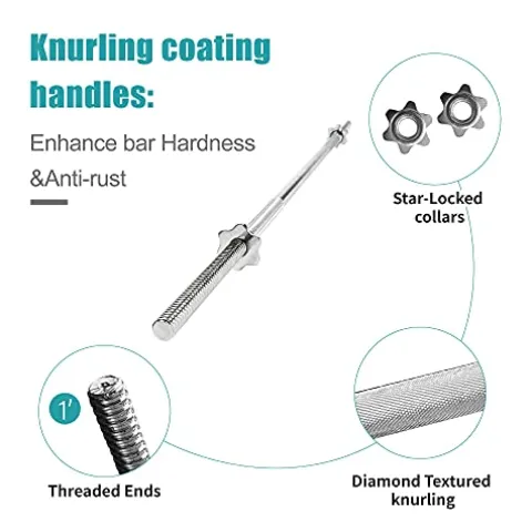 SimpleL Barbell Weight Set with Bar 210-Pound Adjustable Chrome Cast Plates Silver