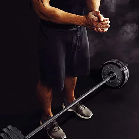 SimpleL Barbell Weight Set with Bar 210-Pound Adjustable Chrome Cast Plates Silver