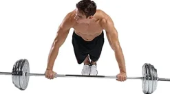 SimpleL Barbell Weight Set with Bar 210-Pound Adjustable Chrome Cast Plates Silver