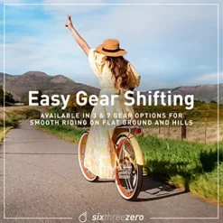 sixthreezero EVRYjourney Women’s 7-Speed Step-Through Hybrid Cruiser Bicycle Navy w/Brown Seat/Grips