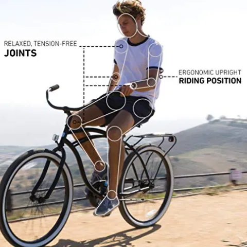 sixthreezero Men’s Beach Cruiser Bike 7-Speed Step-Through Touring Hybrid Bicycle Matte Black w/ Black Seat/Grips