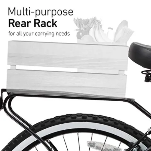 sixthreezero Men’s Beach Cruiser Bike 7-Speed Step-Through Touring Hybrid Bicycle Matte Black w/ Black Seat/Grips